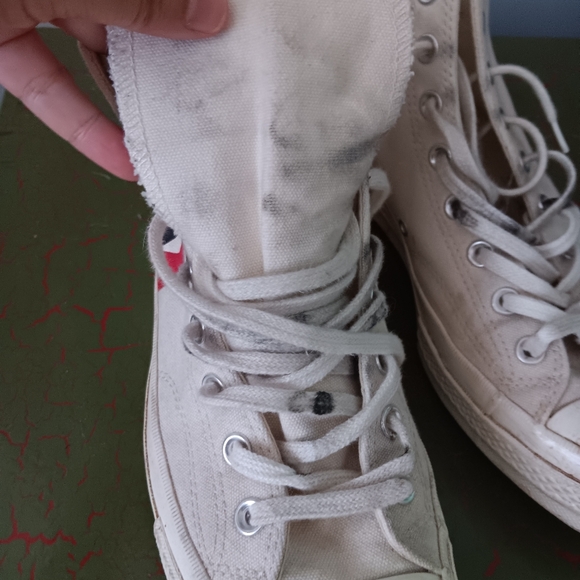 Converse Play Comme Des Garcons High Top White Shoes M9 W11 - Picture 4 of 7